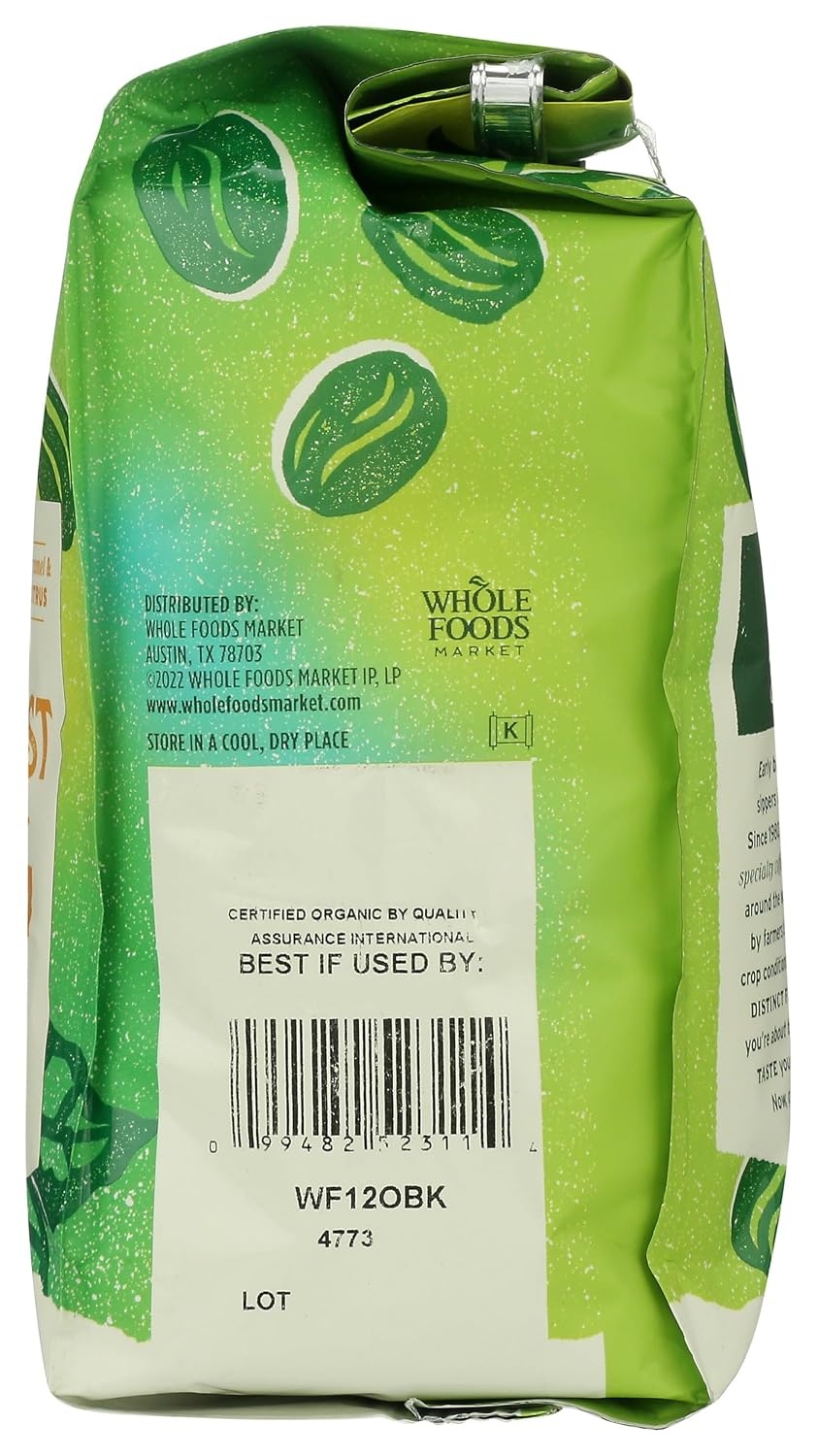 image:imageWhole Foods Market Organic Breakfast Blend Whole Bean Coffee Light Roast Milk Chocolate Caramel ampamp Citrus 12 Ounce12 Ounce Pack of 1