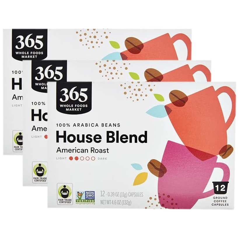 image:image365 by Whole Foods Market House Blend Coffee Pods MediumLight American Roast 12 Count46 Ounce Pack of 3