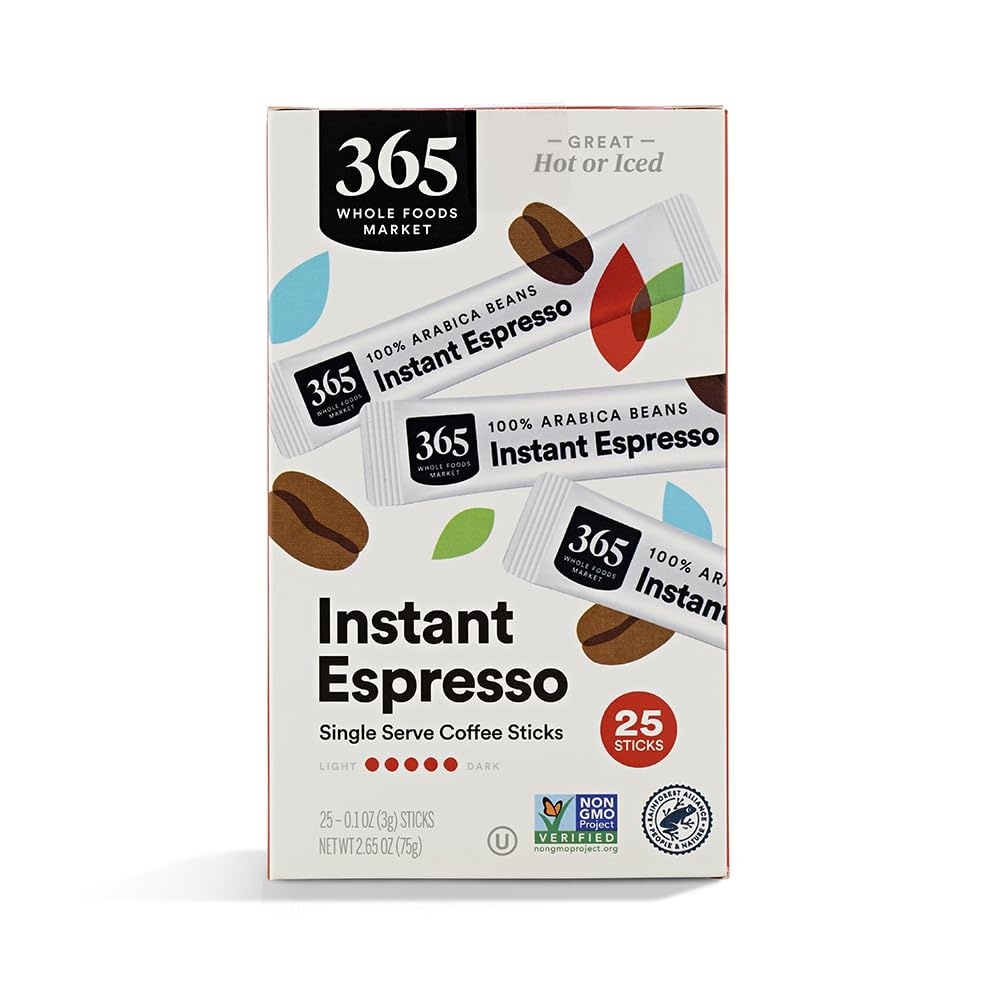 image:image365 by Whole Foods Market Instant Espresso Dark Roast 25 Single Serve Coffee Sticks 265 Ounces25 Count Pack of 1