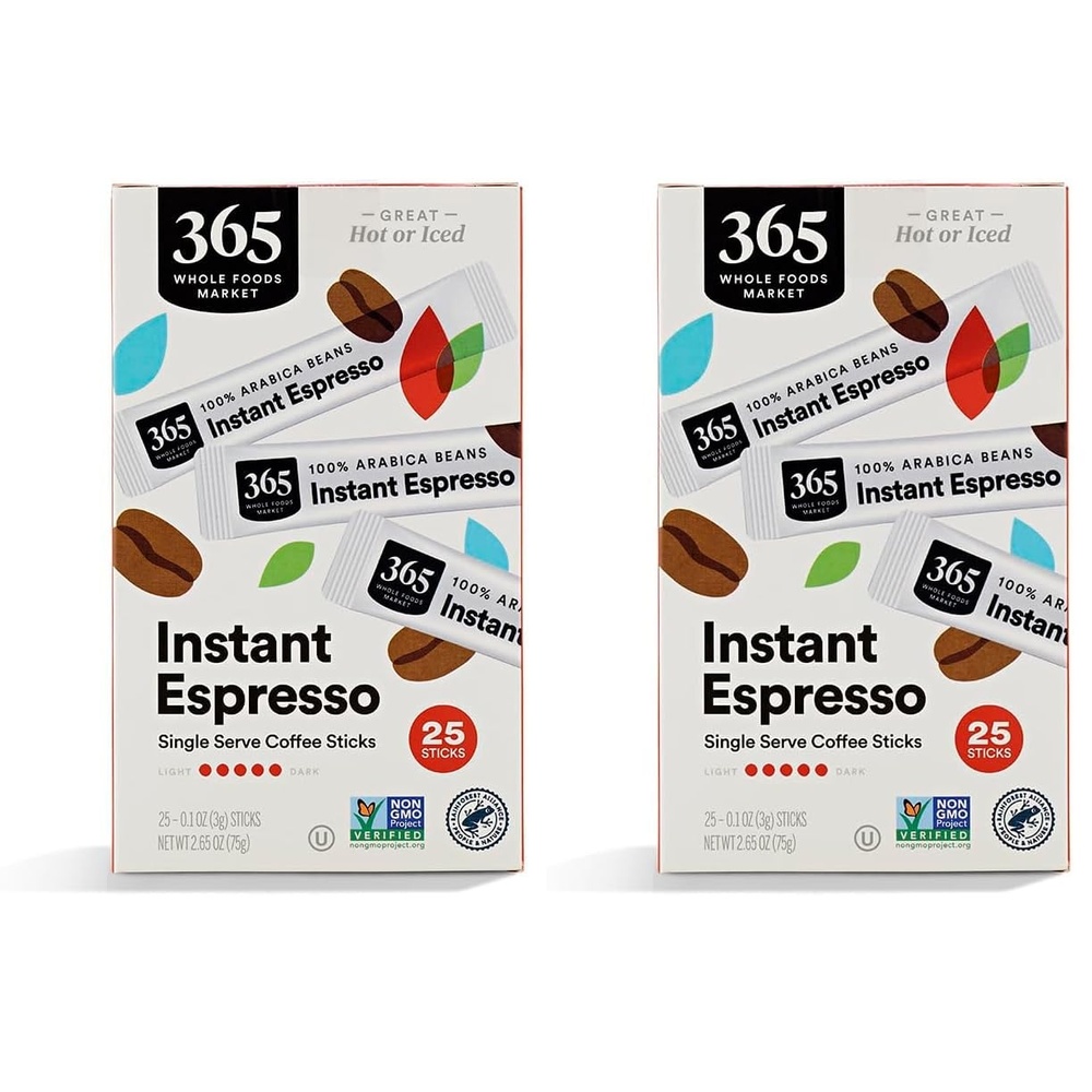 image:image365 by Whole Foods Market Instant Espresso Dark Roast 25 Single Serve Coffee Sticks 265 Ounces265 Ounce Pack of 2