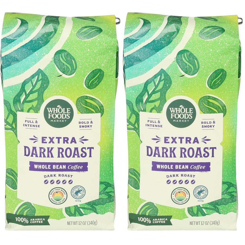 image:imageWhole Foods Market Extra Dark Roast Whole Bean Coffee Full ampamp Intense Bold ampamp Smoky 12 Ounce12 Ounce Pack of 2