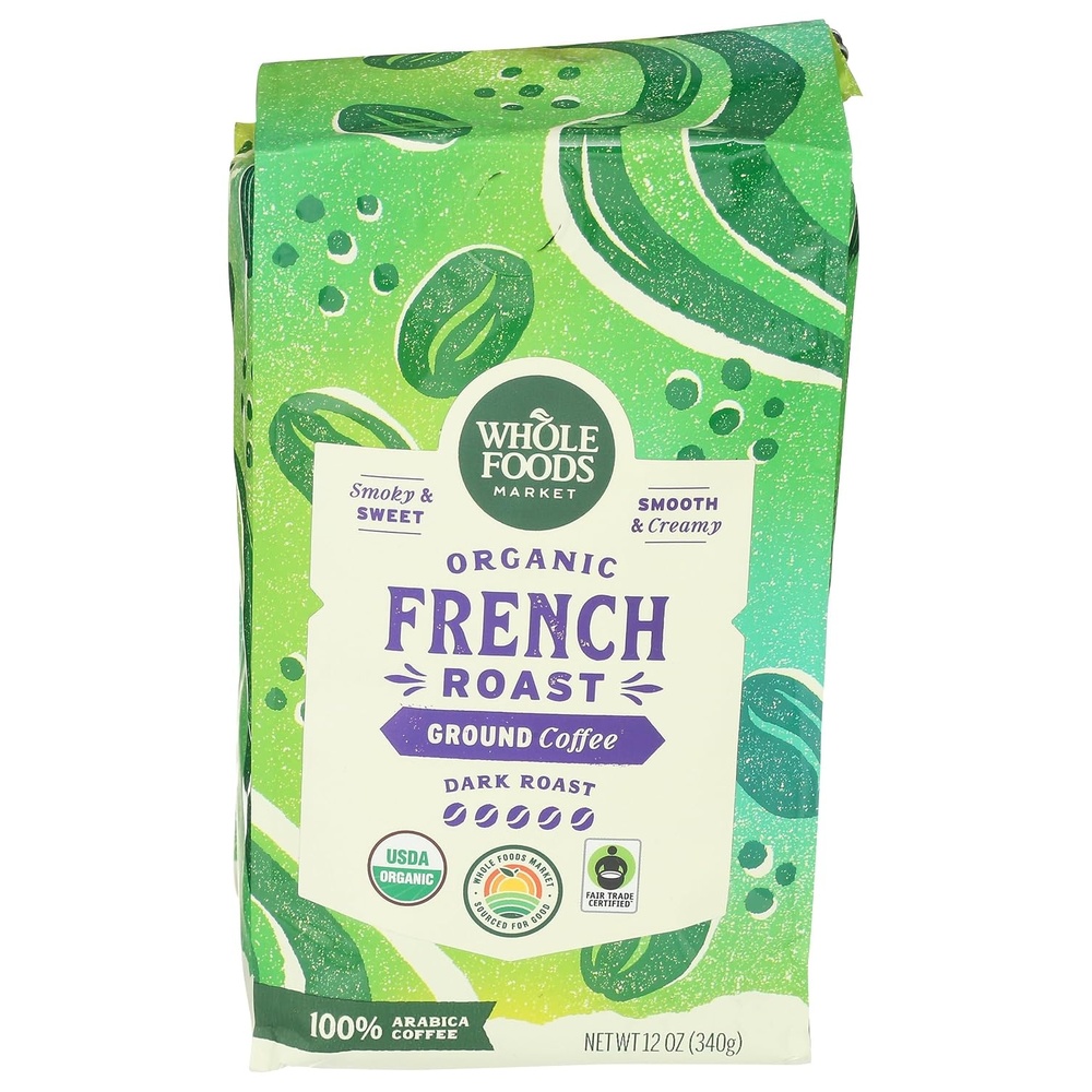 image:imageWhole Foods Market Organic Ground Coffee Dark French Roast Smoky ampamp Sweet Smooth ampamp Creamy 12 Ounce12 Ounce Pack of 1