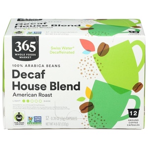 365 by Whole Foods Market, Decaf House Blend Coffee Pods, American Roast, 12 Count(12 Count (Pack of 1))