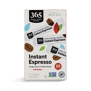 365 by Whole Foods Market, Instant Espresso, Dark Roast, 25 Single Serve Coffee Sticks, 2.65 Ounces(25 Count (Pack of 1))